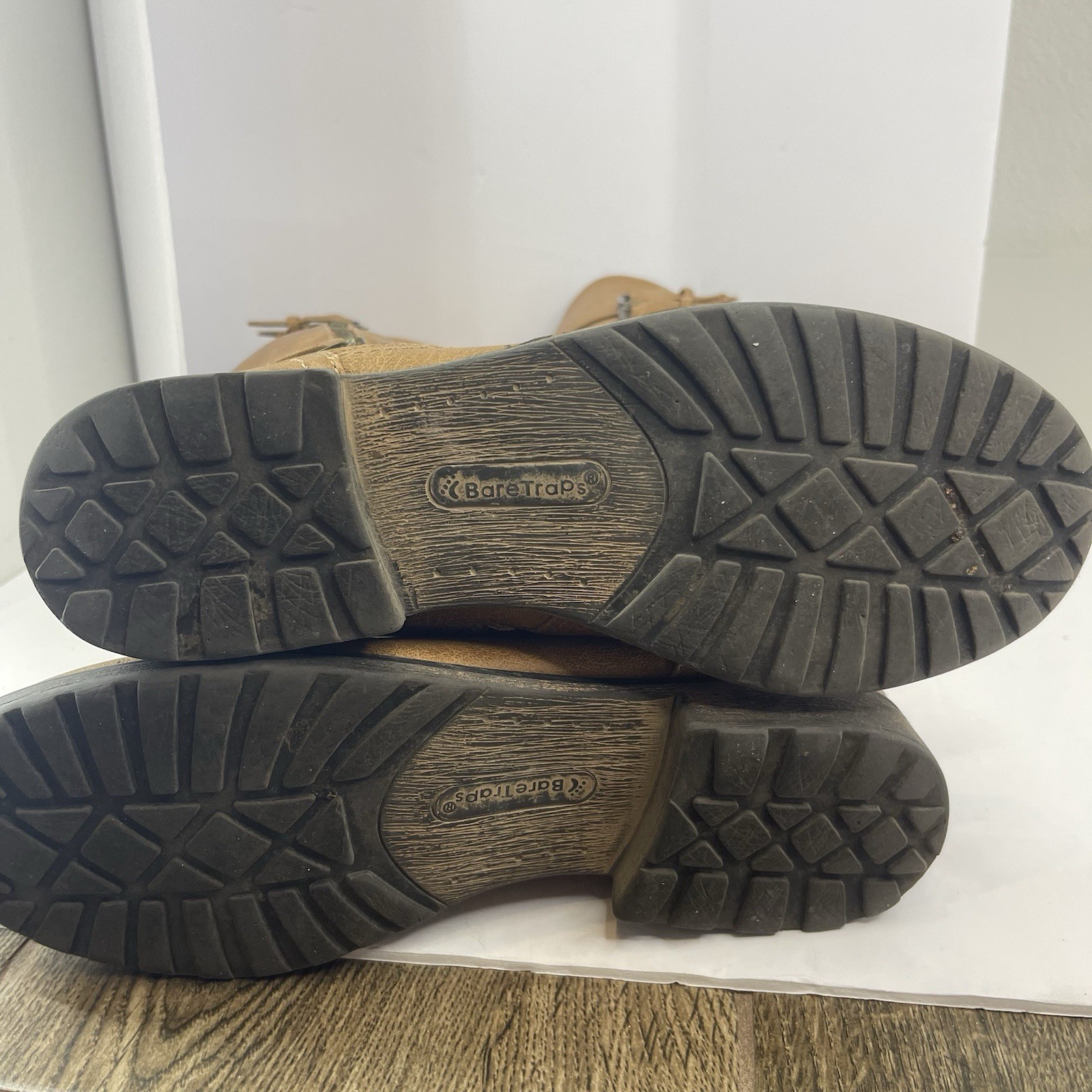 BareTraps Sheela Knee-High Boots 10M Cognac Brown Zip Buckle Riding Biker