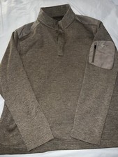 Greg Norman Mens Sweater L Brown Long Sleeve Mock Neck Golf Shark Knit Pullover