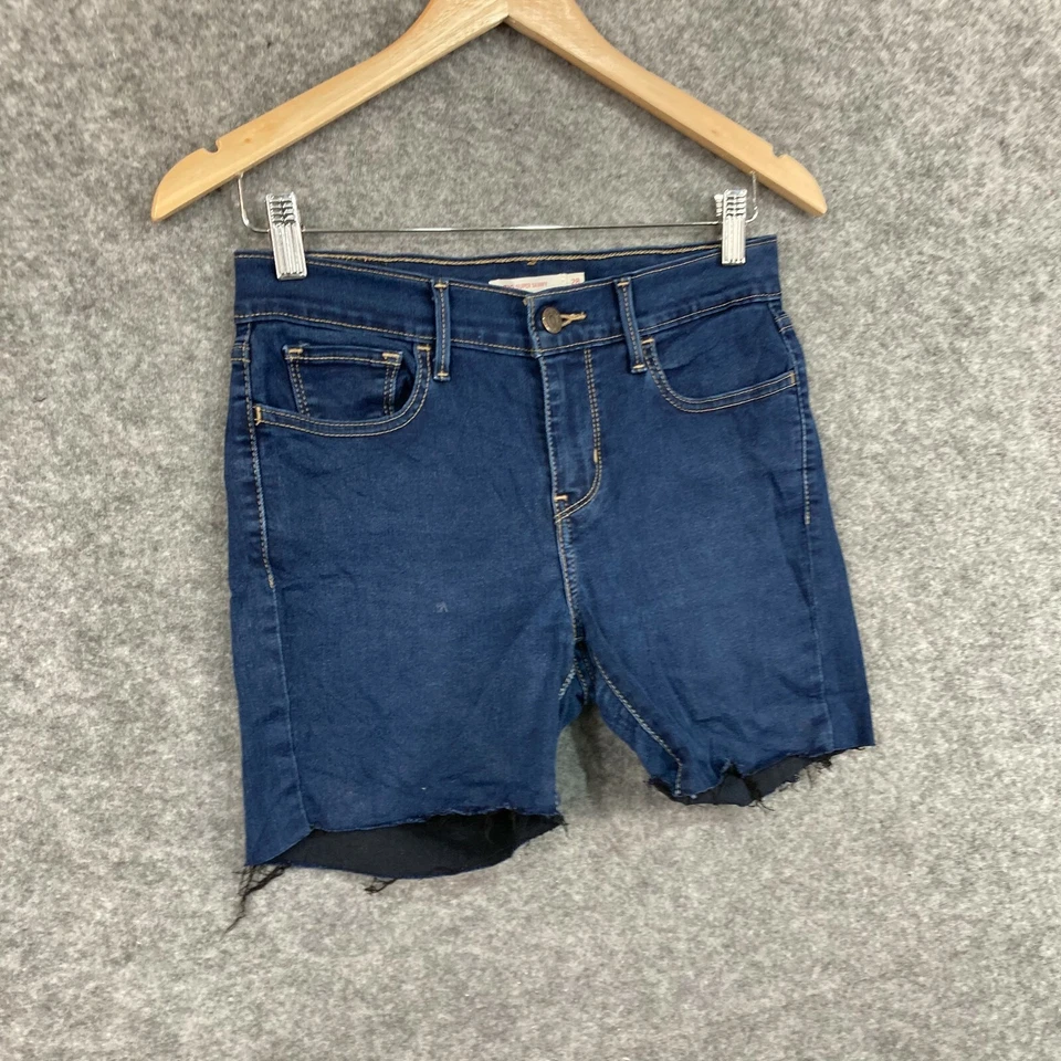 Pantalones cortos Levis para mujer talla 28 AU 8-10 azul corte elástico denim tiro medio 5725 Foto 3 de 4
