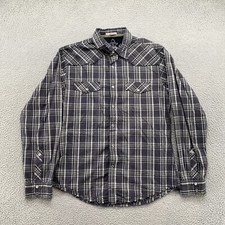 Rock 47 By Wrangler Western Pearl Snap Up Plaid Long Sleeve Shirt in Size Large