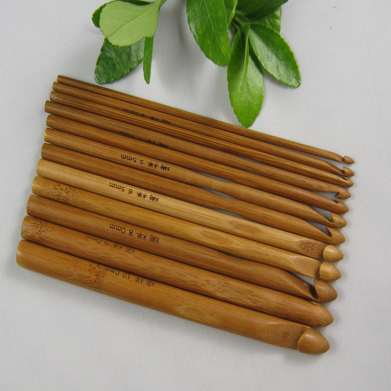Uxcell Crochet Hooks 12pcs, 15.74\" Bamboo Knitting Needles Kit Yarn Weaving Tool For Beginners Rainbow Wood