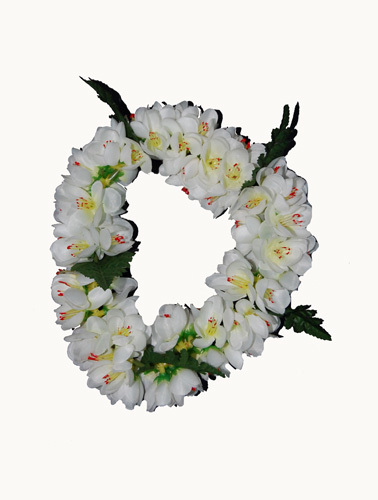 Hawaiian Luau Party Double White Shell Ingwer Head Flower Haku Silk Lei - Bild 1 von 1