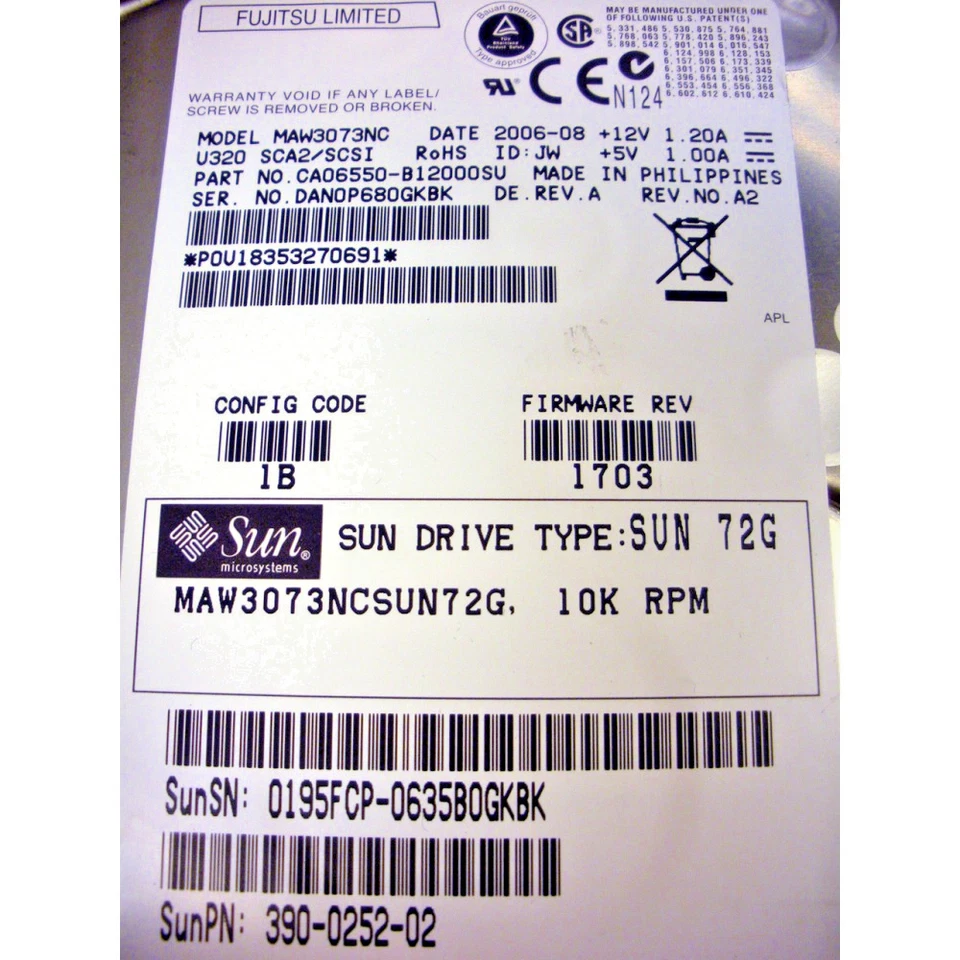 Sun 540-6599 X5264A 73GB 10K SCSI Hard Drive w/ Spud Bracket - Image 3 of 3