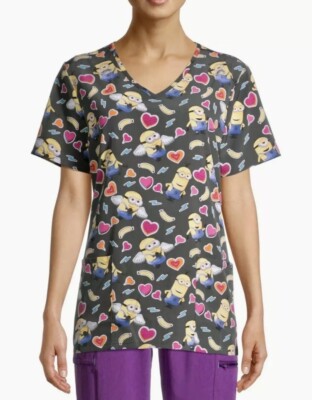 SCRUB TOP MINIONS, DESPICABLE ME SIZE  2XL NEW PERFORMANCE STRETCH ULTRA SOFT