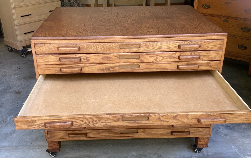 vintage oak flat file eBay