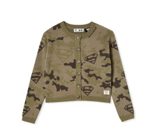 Cotton On Big Girls Camouflage Cardigan Sweater Superman Animal Size 12