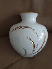 HEINRICH PORZELLAN Vase / BLUMENVASE/ WEISS MIT GOLDDEKOR/ RITZTDEKOR 