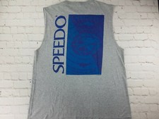 VTG 90s Speedo SPELLOUT Swimmer Sleeveless Muscle Shirt RARE Gray Men's XL 1997