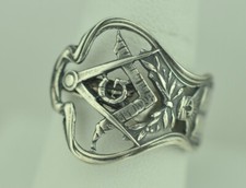 Solid 925 Sterling Silver Freemason Masonic A...