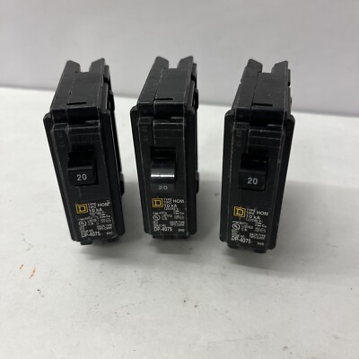 NEW SQUARE D DP-4075 Type HOM120 Circuit Breaker 20-Amp 10kA 1-Pole Lot Of 3