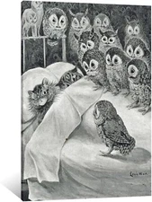 Louis Wain Cat Nightmare Owl Bird Canvas Art Poster and Wall Art Picture Print