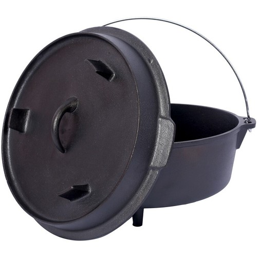 4.5 Quart Pre-Seasoned Cast Iron Dutch Oven with Skillet Lid Outdoor Deep Pot - Picture 5 of 14