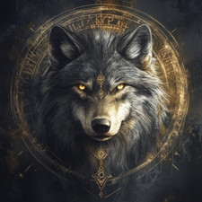 Wandtattoo Aufkleber Wolf mit Runen Wandaufkleber 9X9 cm Groß
