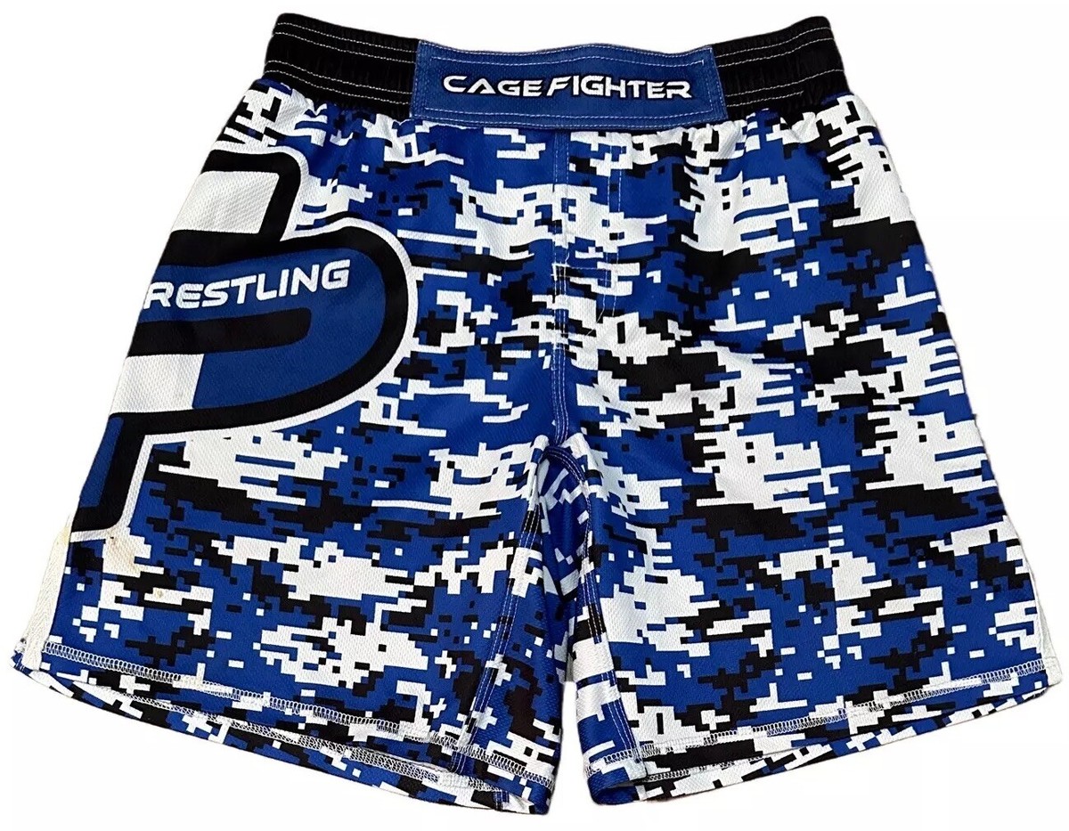 Cage Fighter Shorts CP Wrestling Blue Digital Camo Mens Size XS