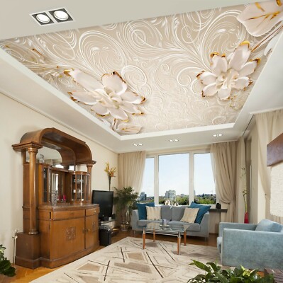 3D White Flower 774 WallPaper Murals Wall Print Decal Wall Deco AJ WALLPAPER Zoe