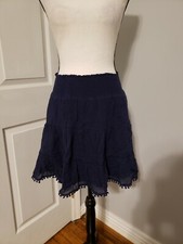 Old Navy Boho Hippie Elastic Waist Lined Navy Blue Skirt Size Small