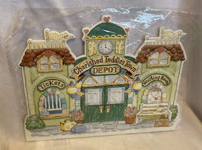 Cherished Teddies Town Depot Display Sign Styrofoam Stand Up Display 1996 NEW