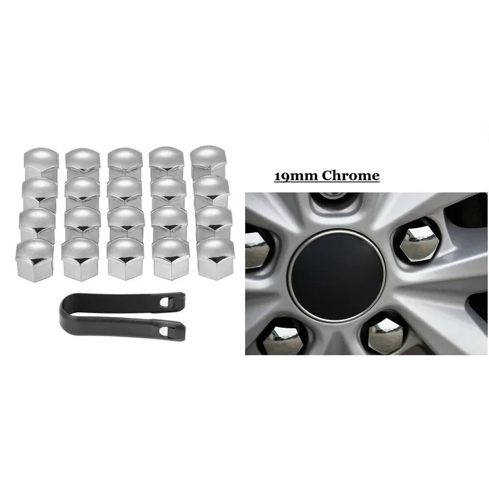 20Pcs 19mm Nut Bolt Cover Chrome Silver Wheel Nut Cap Bolt Covers Universal - Image 2 of 4