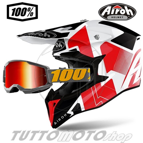 Casco da Cross AIROH WRAAP RAZE Red gloss 2021 + Maschera 100% specchiata  IZIPIZ | eBay