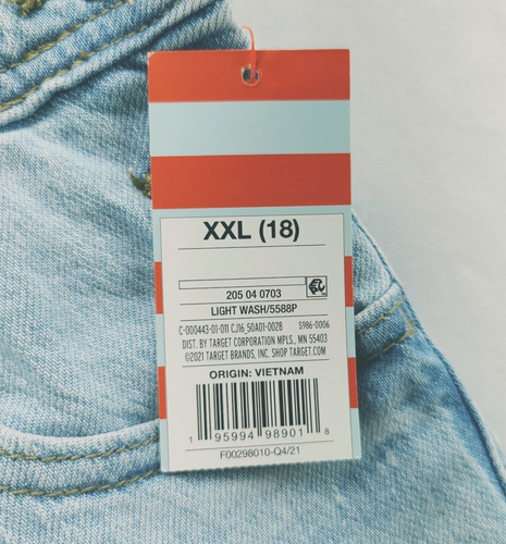 Girls' Jean Shortalls - Cat & Jack Light Wash XXL (18), Light Blue - Picture 6 of 6