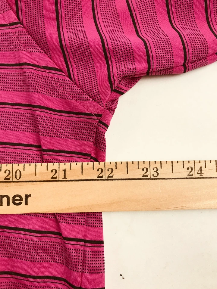 Pebble Beach Performance Polo Shirt Men's Size Large Pink Striped 1/4 Button Up - Image 3 of 4