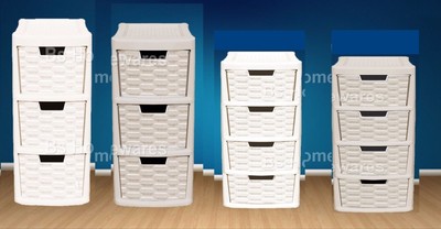 Plastic Rattan Drawer Storage Unit Cabinet Small Medium Office
