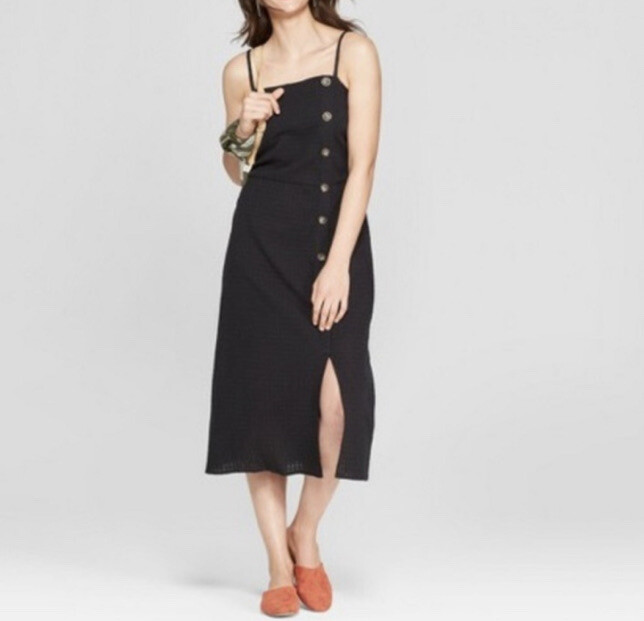 Black Cotton Universal Thread Button Down Dress M… - image 1