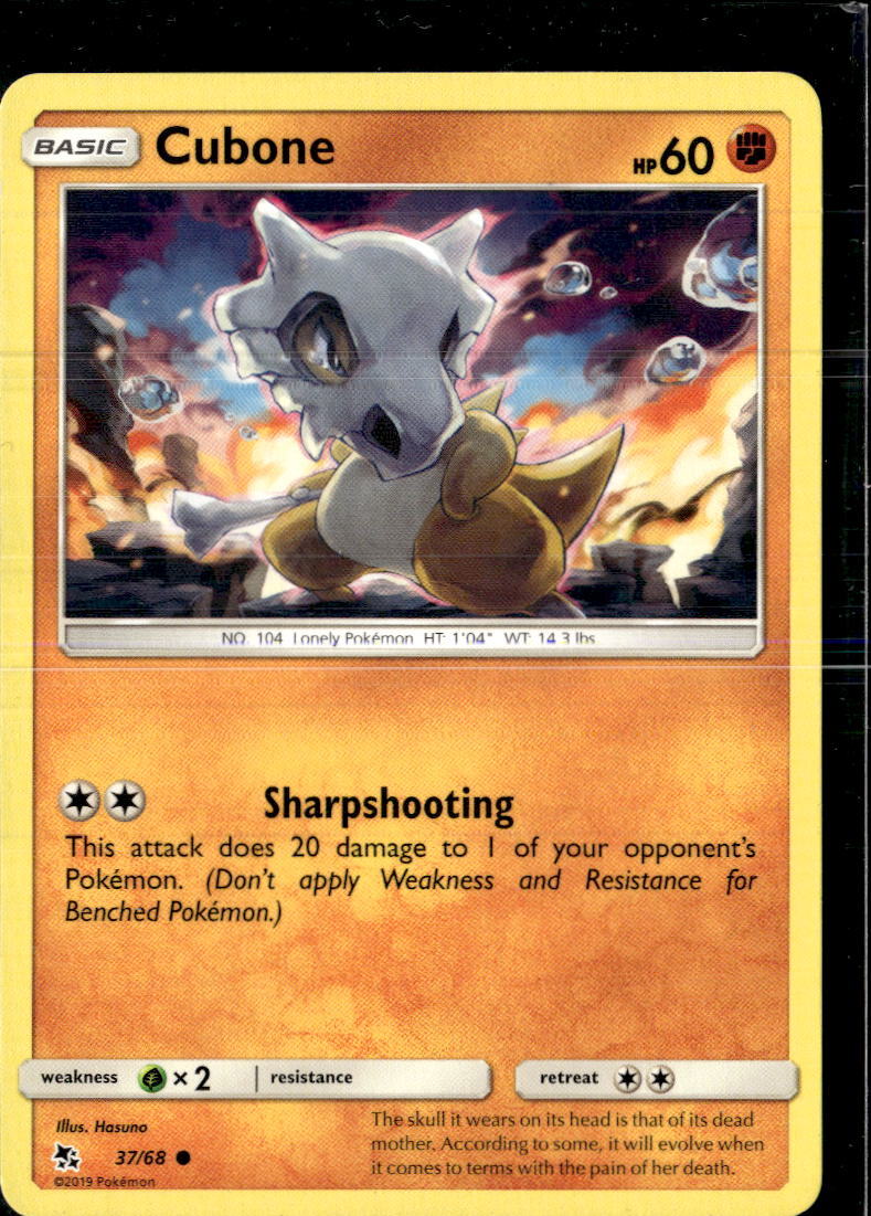 Pokemon Cubone 37/68 Hidden Fates Non Holo Common  5 Card Lot