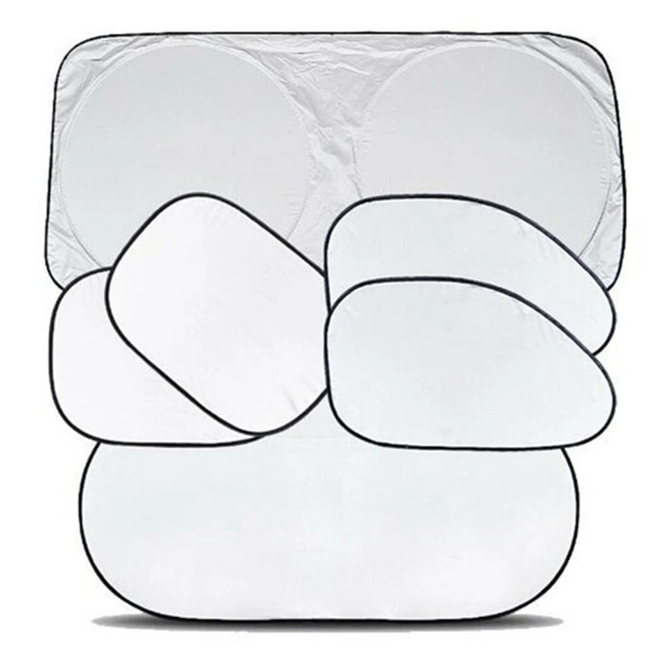 Cubierta de parasol plateada plegable reflectante de nailon para ventana lateral delantera trasera de coche Foto 2 de 4