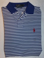 New Polo by Ralph Lauren Men's Casual Shirt Colar Top Striped Pony Logo S Blue