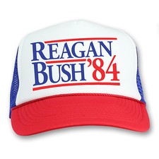 Ronald Reagan George Bush 84 Campaign Trucker Hat Vintage Political Retro Cap