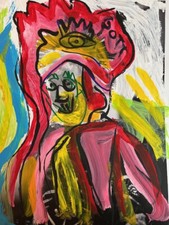 kunst Portrait AcrylPapier Malerei Expressionismus art brut Portrait USA Gott