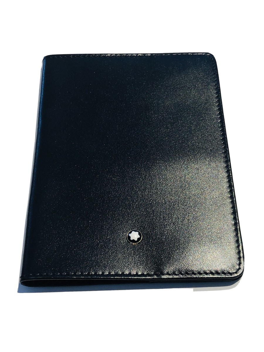 Montblanc Black Leather Bifold Passport Case Holder | eBay