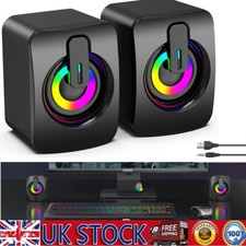 Computer Speakers Wired Mini USB 3.5mm LED RGB Stereo Bass For PC Laptop Desktop