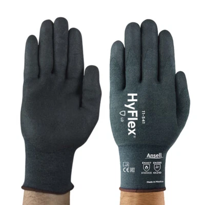 ANSELL HYFLEX 11-541 REUSABLE 18 GAUGE LEVEL 4 CUT-PROTECTION GRIP WORK GLOVES