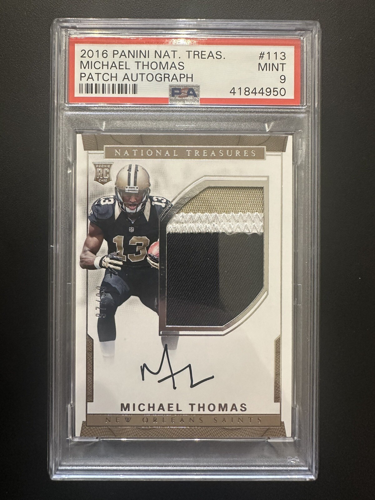 2016 National Treasures MICHAEL THOMAS #113 RC /99 Rookie Patch Auto PSA 9 RPA!!
