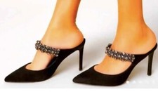 NIB Tory Burch Perfect Black Crystal 90mm Mule Pump SIZE 6.5 M