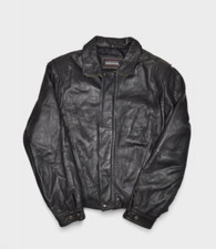 Vintage Mirage Jacket Mens 42 Black Leather Motorcycle Biker Soft Lined Zip