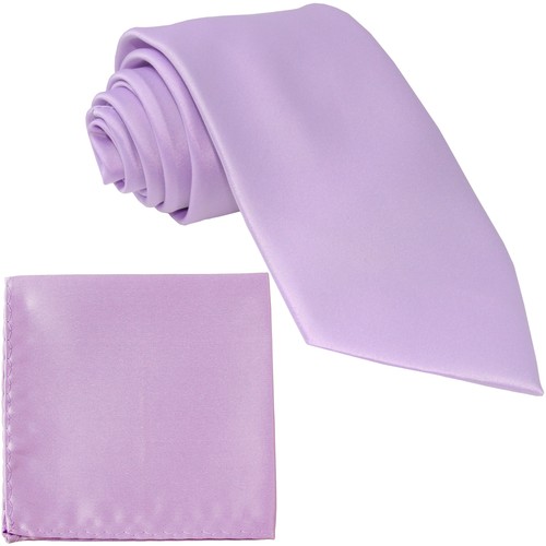 Nuevo Conjunto de Corbata y Pañuelo Extra Largo Para Hombre Sólido Lavanda Formal Grande Alto - Imagen 1 de 3