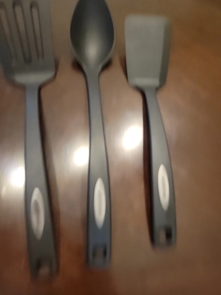 3 pc Farberware Solid Slotted Spatula Turner Flipper Spoon Black Nylon Plastic - Image 3 of 4
