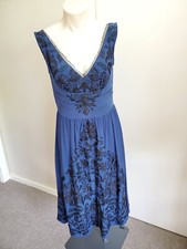 Trelise Cooper Enchanted Garden Silk Dress Size 8 S Floral Party Navy Blue Black