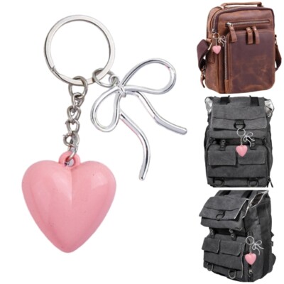 Trendy Heart Shaped Bowknot Key Pendant Versatile Bag Charm for Stylish Women
