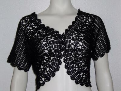 EFFORTLESS STYLE BY CITIKNITS BLACK SHRUG BOLERO SWEATER SIZE MEDIUM