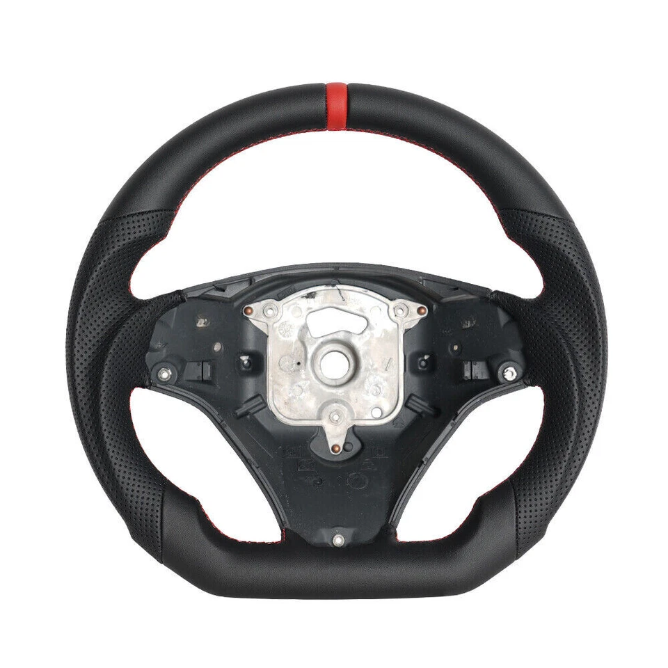 Volante de cuero completo para BMW E90 E92 E93 M3 328i 335i manual línea roja Foto 2 de 4