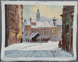 Competitive Price Hauska Oil Painting On Canvas Hungarian Street Scene 1960 S 12 16 Has The Original Benefits Asbm Com Br