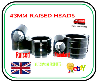 Raised Motorcycle Clip On Head  For 43mm Fork Leg - 22 mm Bar - UK SELLER