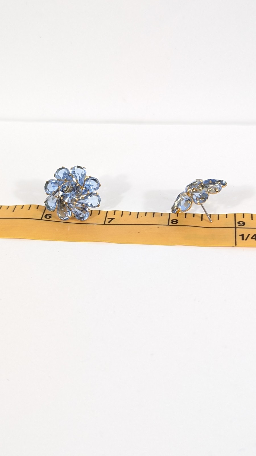 Light Blue Cluster Crystal Open Back Stud Earrings - image 4