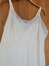 Vintage Perfectform White Nylon Eyelet Slip Dress Traditional Nightgown Size 44