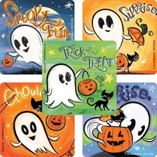 25 Happy Ghost Halloween Stickers, 2.5" x 2.5" each Licensed , Party Favors