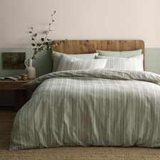 Image of Duvet Cover Set 100% Cotton Yarn Dyed Woven Wide Stripe by Appletree in Green
